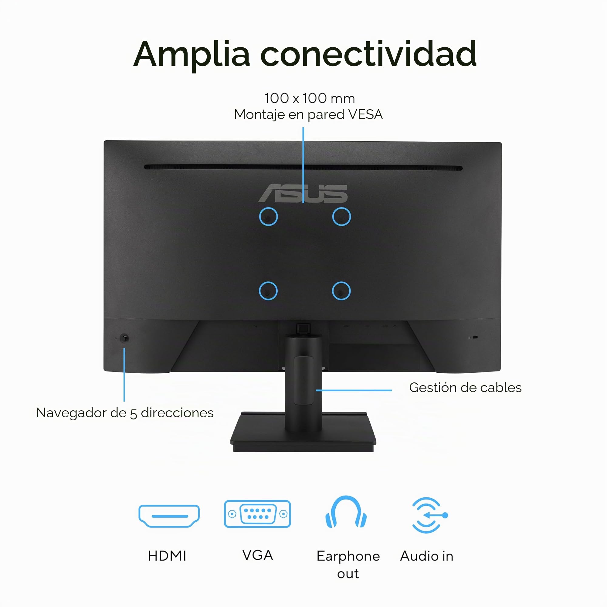 ASUS VA249HG Monitor Eye Care Gaming de 24", IPS, Full HD, 99% sRGB, sin Marco, 120 Hz, Adaptive-Sync, 1ms MPRT, HDMI, VGA, Baja emisión de luz Azul, antiparpadeo, montable en Pared