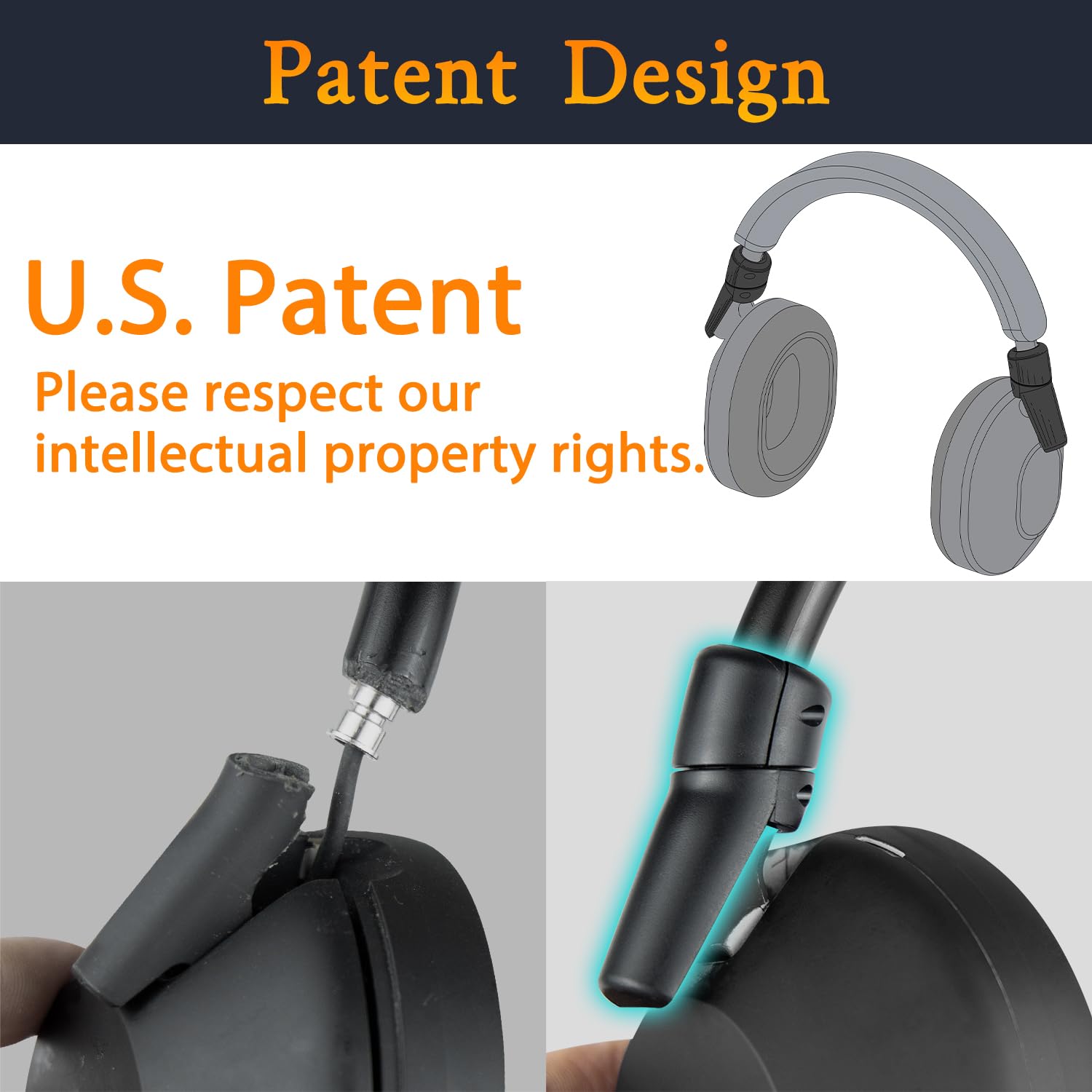 SOULWIT Charnière Cassée Pièce pour Sony WH-1000XM5 (WH1000XM5), Connecteurs de Jonction Renforcés pour XM5 Bandeau Couvercle Latéral Coulissant Pliable à Réparer et Prévenir Les Cassures
