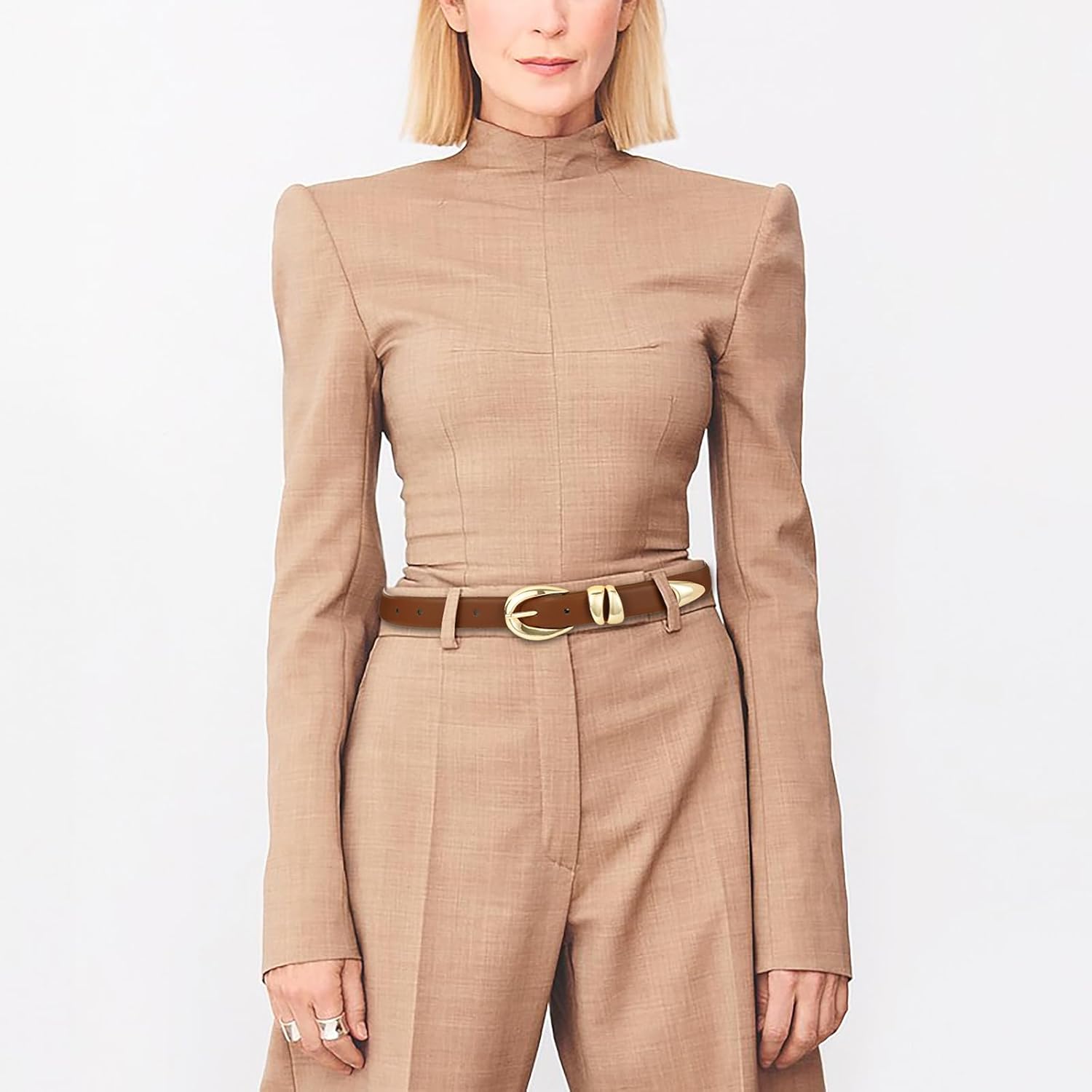 Black Leather Belt for Women Stylish Design with Gold Buckle Ladies Black Belt Perfect for Jeans Dresses - Image 7