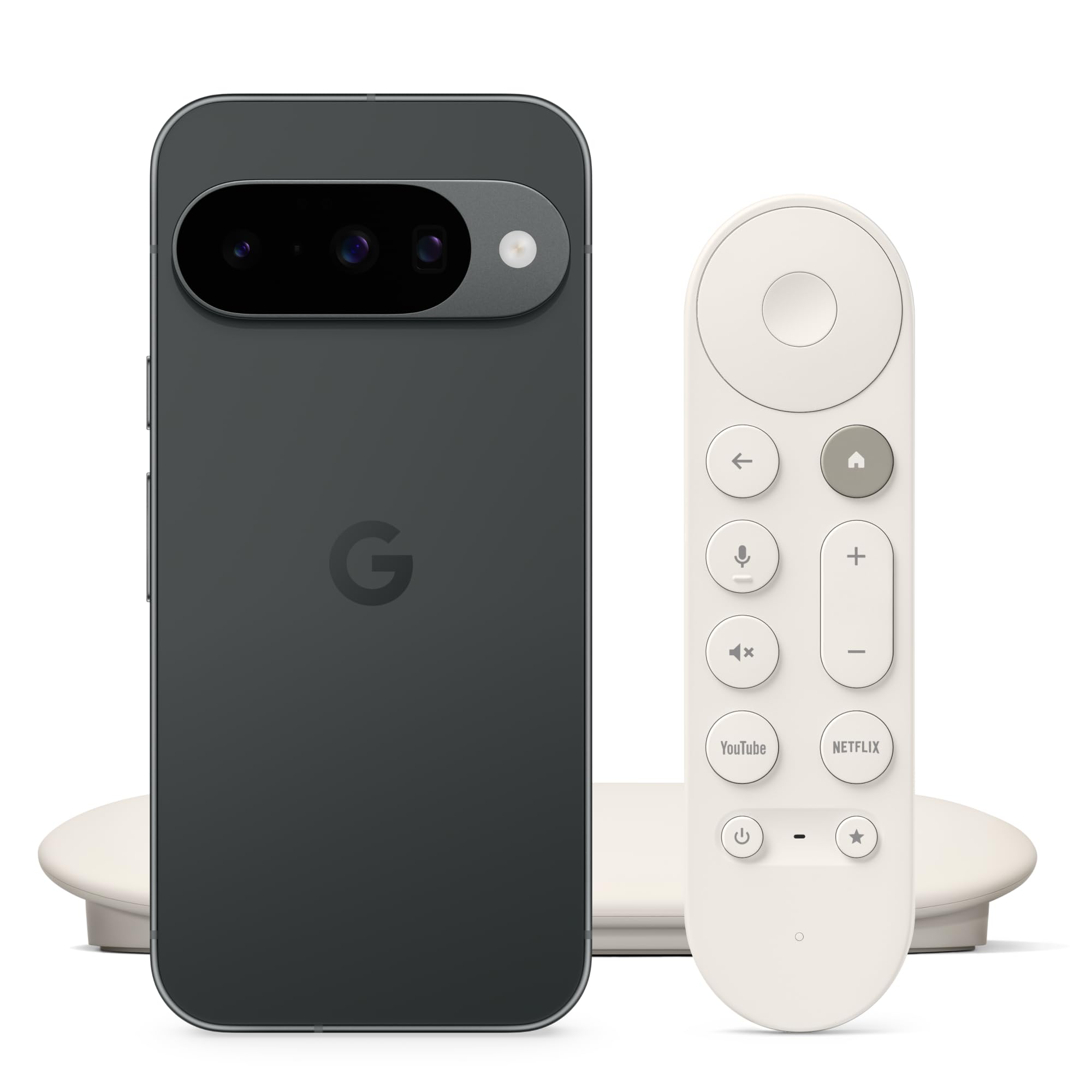 Google Pixel 10 - Unlocked Android Smartphone with Gemini, Advanced Triple Rear Camera, 24+ Hour Battery - Obsidian, 128GB TV Streamer (4K), Fast Streaming Entertainment - Porcelain