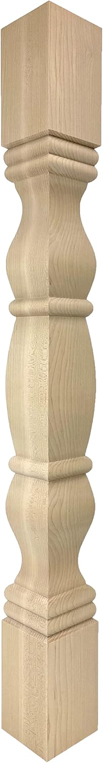 Square Waterford Island Leg - 34 1/2 Tall x 3 1/2 Wide - Unfinished Wooden Leg for Kitchen Islands, Tables or Desks (Hard Maple) (1 Leg)