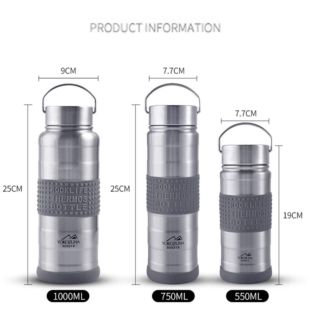 Produktbild von ThermosFlasche Trinkflasche Flasche, Mit Griff, Rostfreier Stahl, Vakuum Isoliert, Gesund Heiße Oder Kalte Getränke, Perfekt Für Heißen Kaffee, Tee, Outdoor, Camping, Reisebecher (1000ml