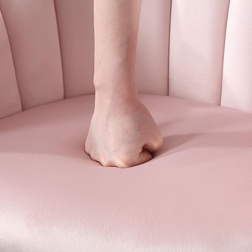 Miniatura 9 de LukeAlon Bonita silla de escritorio giratoria para niños, silla de estudio de terciopelo con ruedas y brazos, cómoda silla tapizada de altura