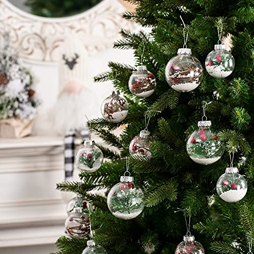 Christmas Ornaments Ball Set-Shatterproof Clear Plastic Decorative Baubles For Xmas Tree House Holiday Wedding Party Decoration,19Pcs (Pine Needle) #TOP6