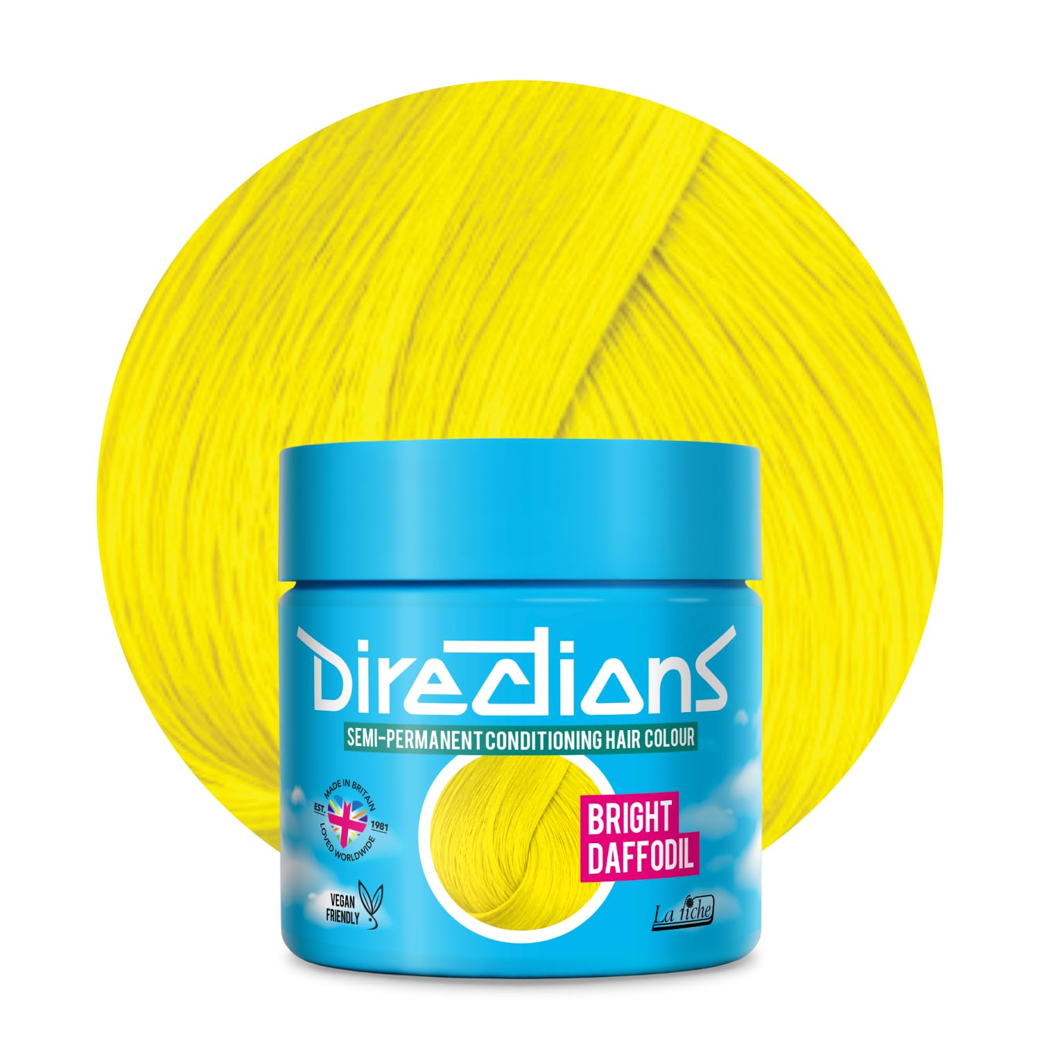 Directions Vivid Bright Daffodil Yellow Semi Permanent Hair Dye 100ml, Vegan Deep-Conditioning Formula, Bright Summery Shade - 1 Pack