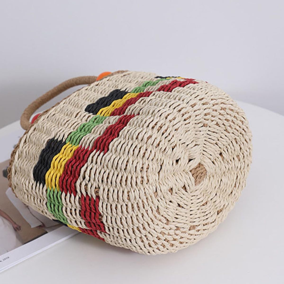 Bolsa de Paja Tejida para Mujer, Cesta Simple y Elegante
