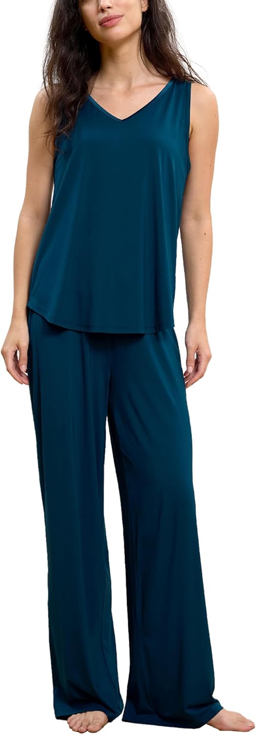 GYS Womens Pajama Set Bamboo Viscose Tank Top and Pants Soft 2 Piece Sleep Sets