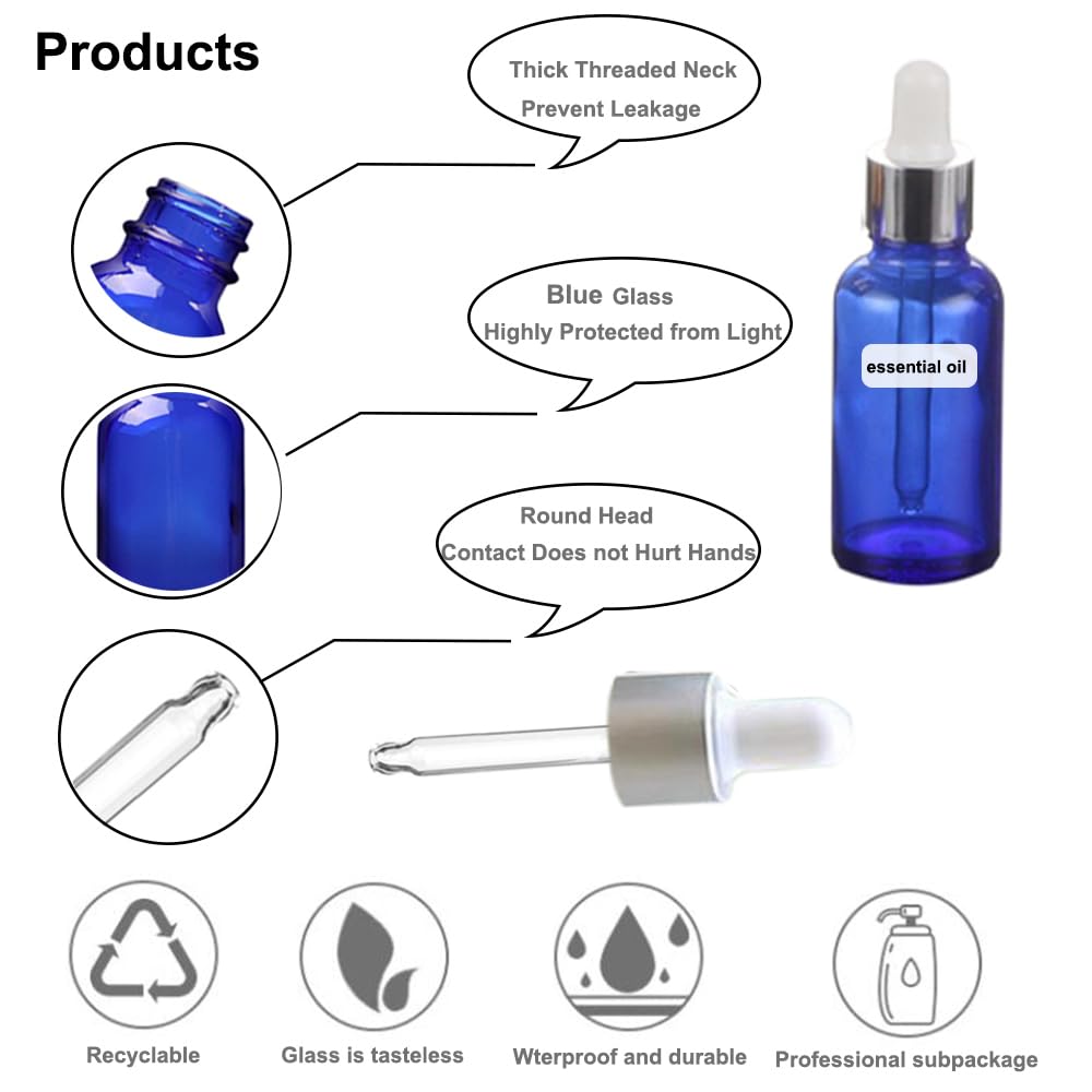 Flaconi Contagocce Vetro 5ml - Con Imbuto E Etichette, 20 Pezzi