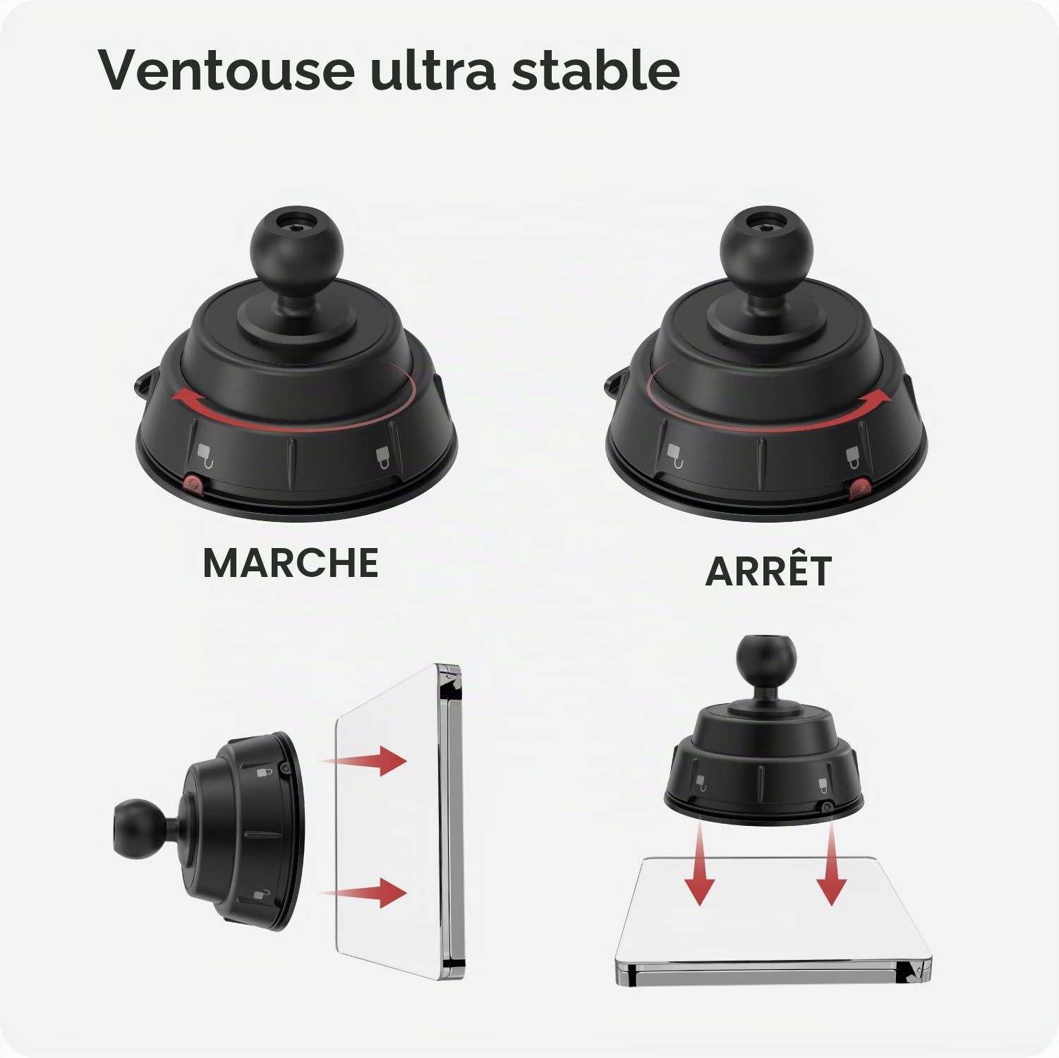TUSITA Support Magnétique pour Téléphone de Voiture - Twist Lock Base à Ventouse avec Bras à Double Rotule Compatible avec MagSafe