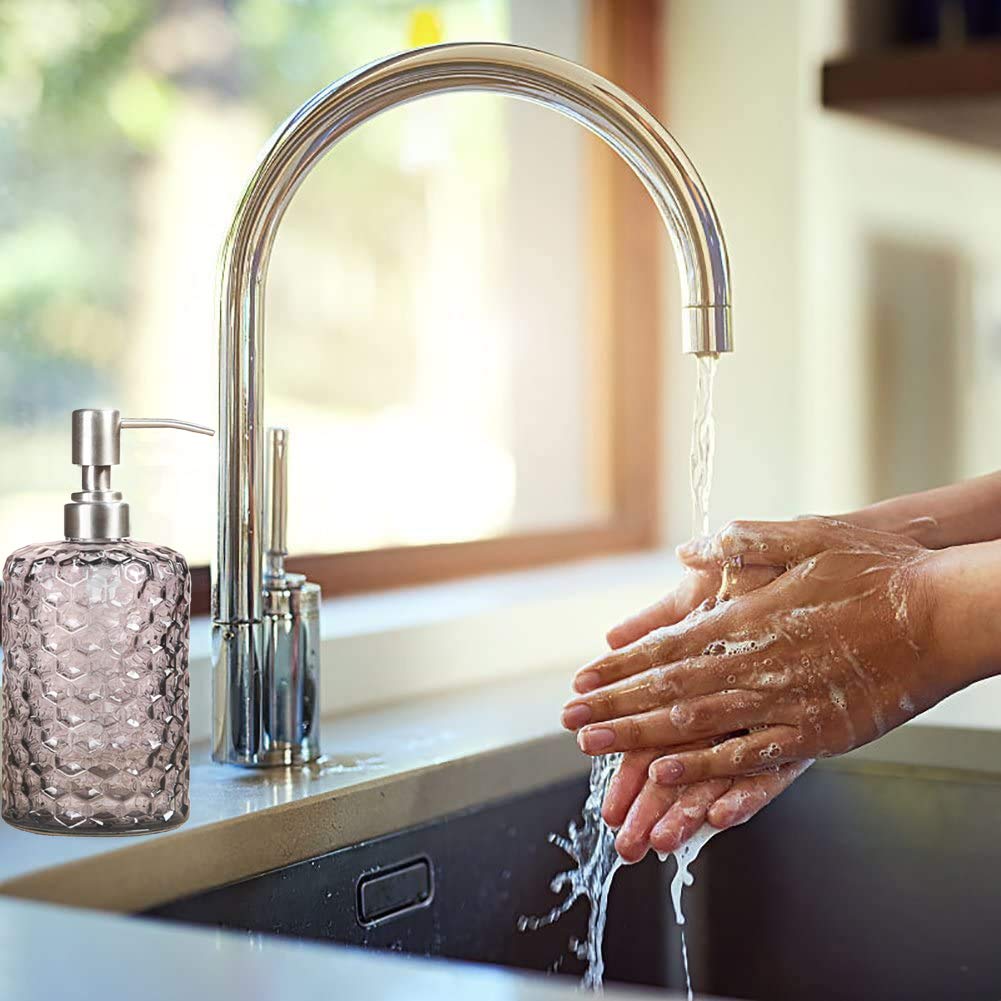 Dispensador de jabón con bomba de acero inoxidable, dispensador de jabón líquido recargable para manos para encimera de baño, fregadero de cocina (amarillo) 3