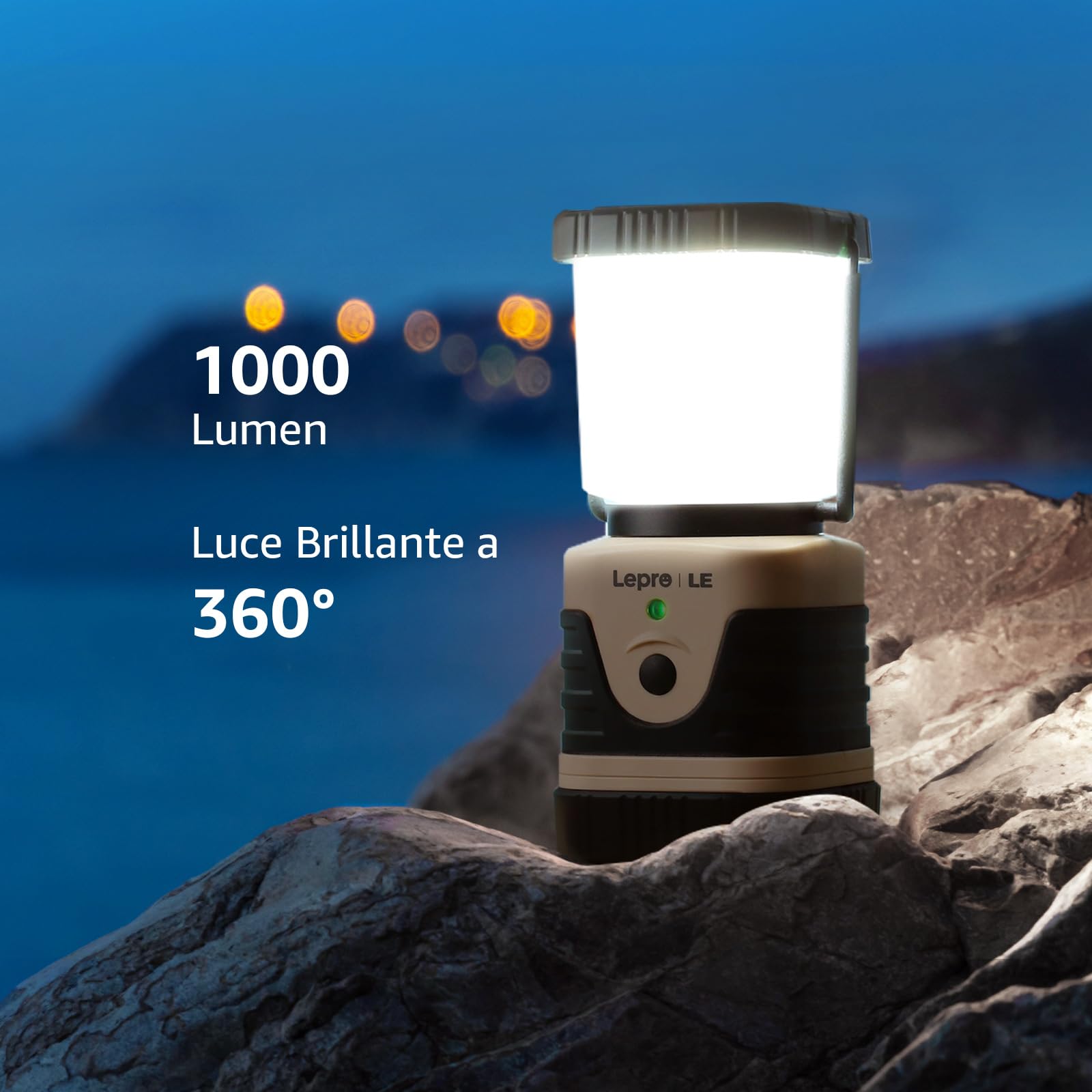 Lepro Lampada da Campeggio LED USB Ricaricabile 2 Pezzi IPX4 | Due lampade ricaricabili USB con 4 modalità dimmerabili, ideali per tende, trekking e emergenze