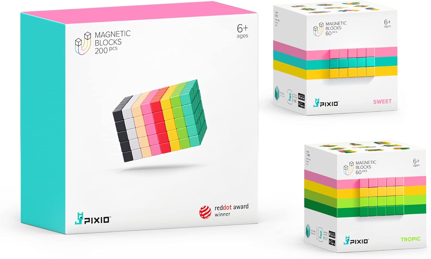 PIXIO Mega Bundle Magnetic Building Blocks for Kids & Adults - Magnetic Blocks Building Toys - Magnetic Cubes Toy Building Sets - Cube Magnets for Kids - Magnetic Blocks for Adults