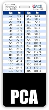 PCA Badge Buddy Vertical w/Height & Weight Conversion Charts Oversized, Black