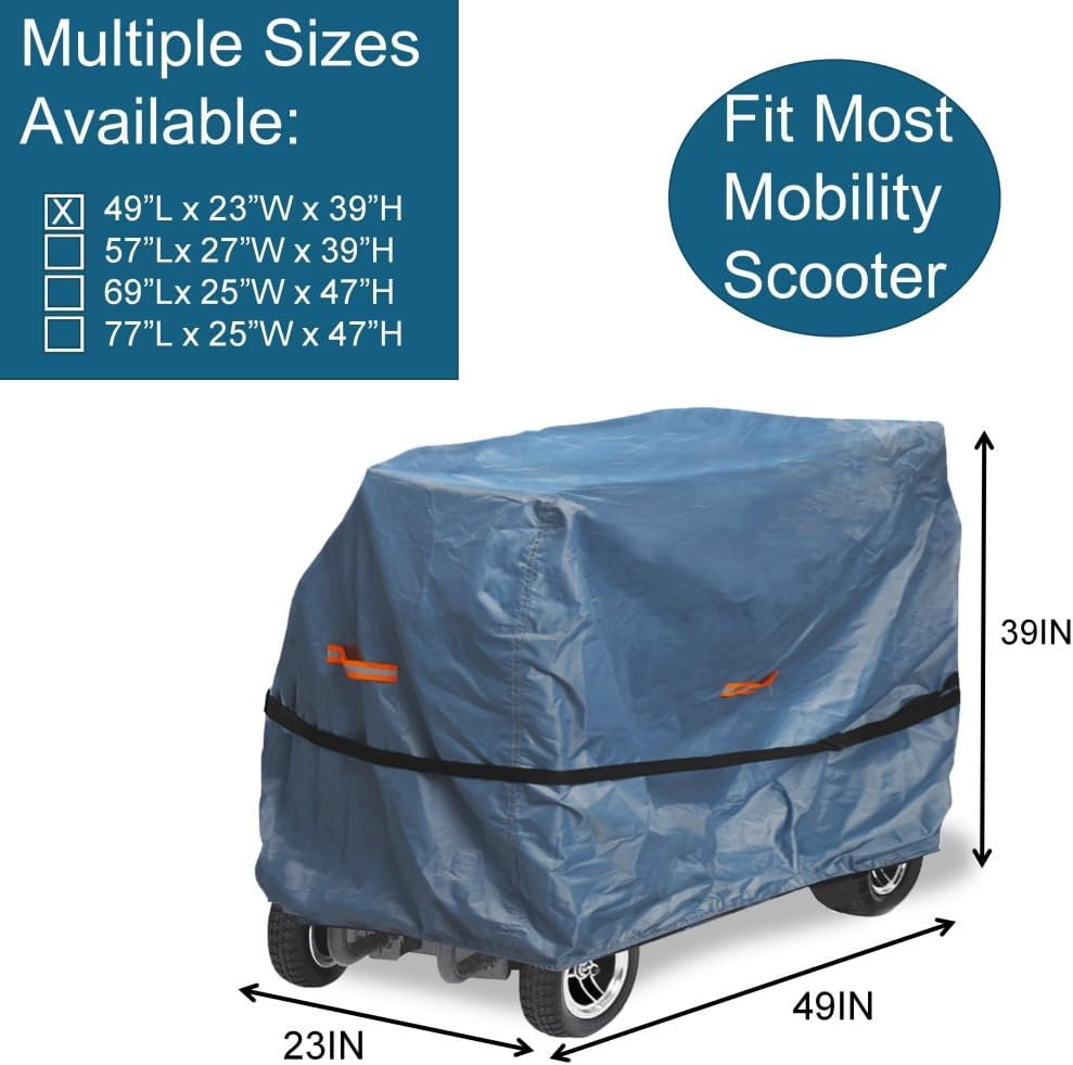 King Mills Scooter Cover Waterproof Outdoor - Heavy Duty Electric Scooter Rain Coat, All-Weather Outdoor Protection Mobility Mini-Bike Cover or Wheelchair Cover for Storage, 23'' x 49'' x 39'' - Image 4