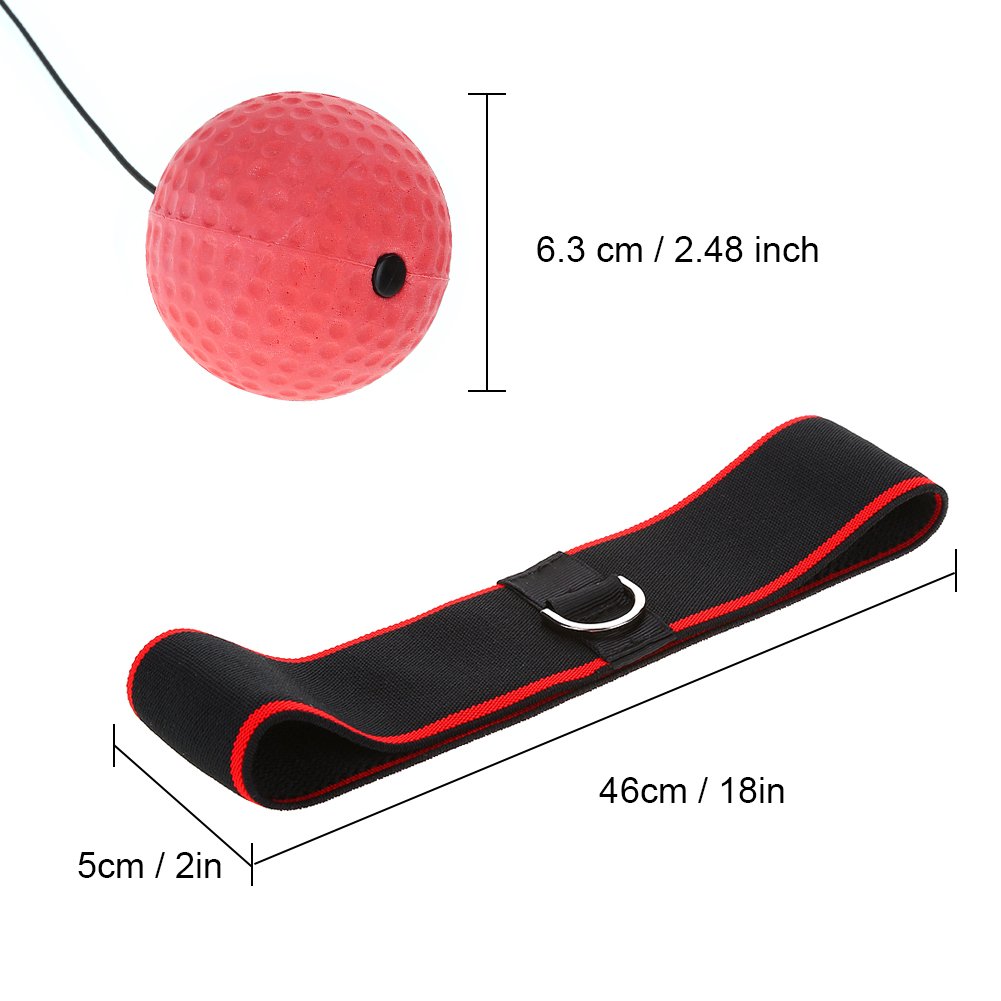 Bokserska piłka na głowę, Punch Speed ​​Headband Ball Gumowa piłka uderzeniowa z opaską, sznurek (czarny pałąk)