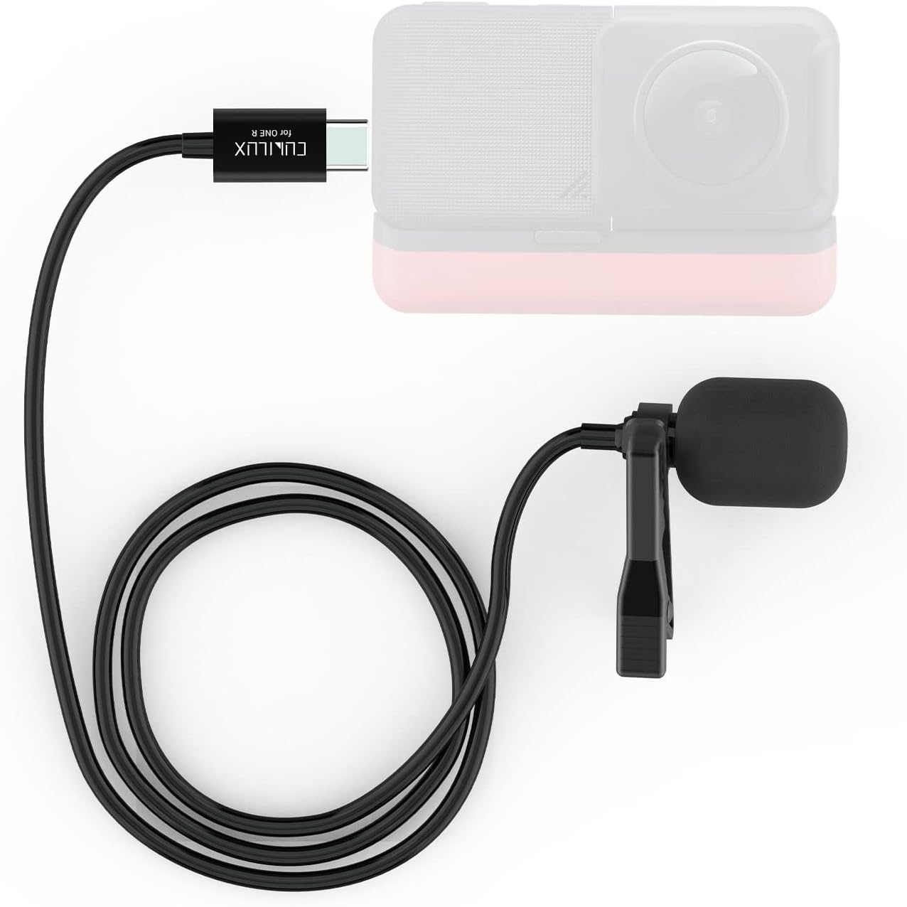 Cubilux MLC-7 Microphone Compatible with Insta360 ONE R, USB Type C Unidirectional Lavalier Clip Lapel MIC Compatible with Insta 360 ONE R Camera
