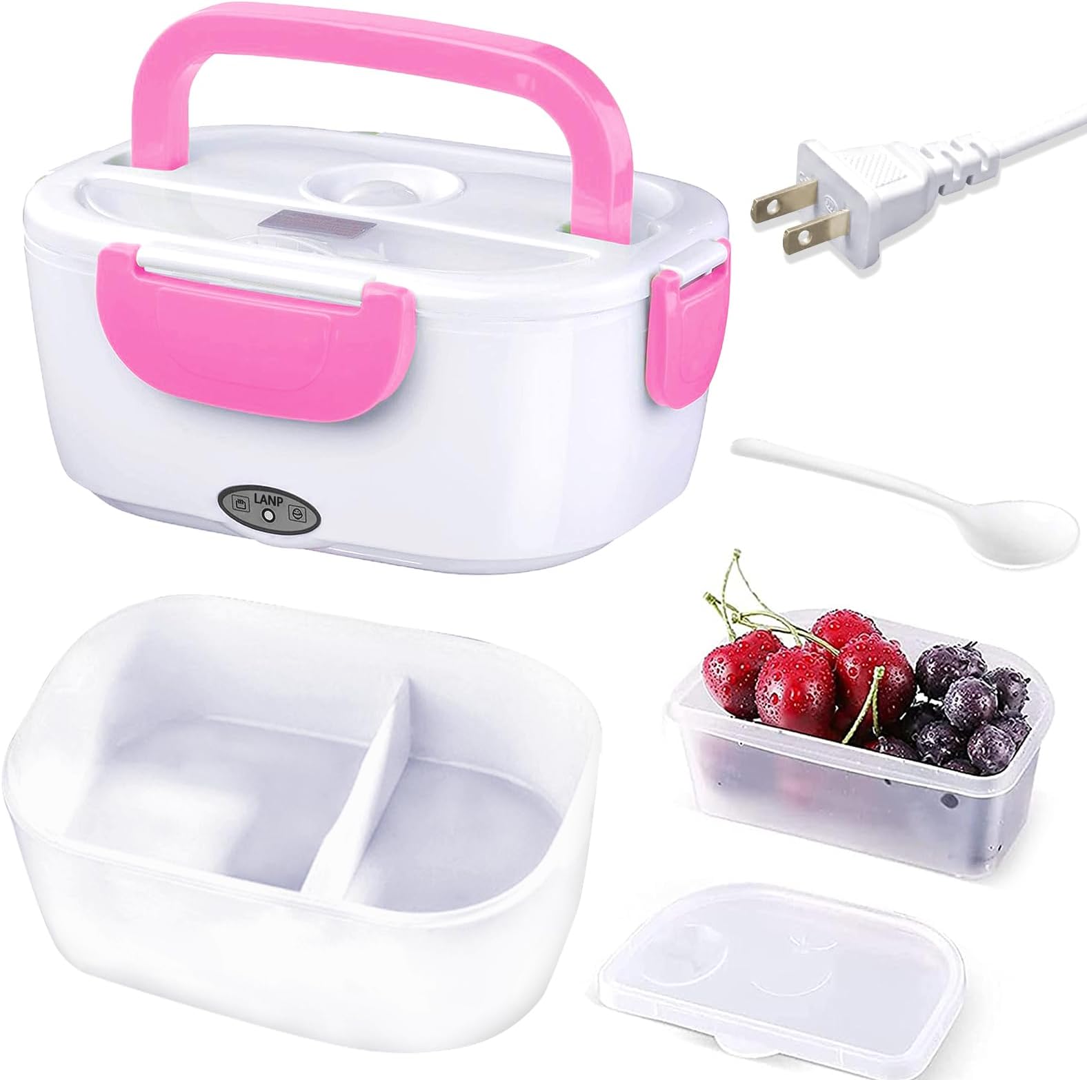 INVODA Lunch Box Food Heating Lunch Hot Box Portable Insulated Bento Box Electric Lunch Container for Office Travel Home 110V (Pink)