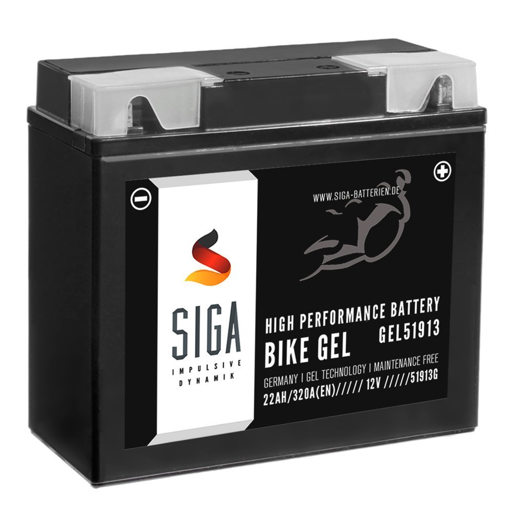 SIGA 51913 GEL Motorradbatterie 12V 22Ah GT20H-3 52101 Gel12-19