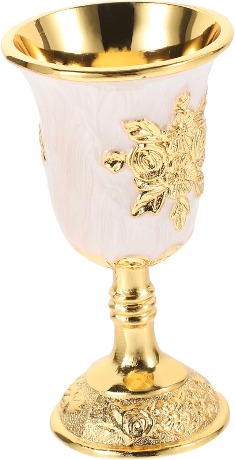 Vintage Chalice Goblet, Sacrifice Cup,High-end Wine Glasses Red Wine Goblet Chalice Cup Witchcraft Cup Wine Container Cup Embossed Goblet Multi-Function(White,8.80X4.60X4.60CM)