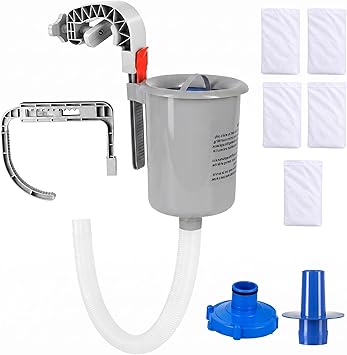 Above Ground Pool Skimmer with 5 Skimmer Socks, Wall Mount Surface Skimmer with Hose & Basket, Compatible with Intex Pools, Adjustable Floating Filter, Automatically Removes Leaves & Debris