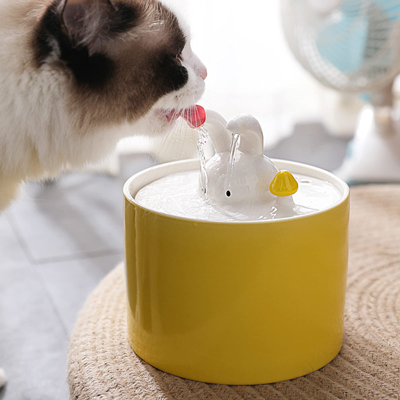 Fuente De Agua para Gatos De Cerámica 1 L Bebedero para Mascotas Bebederos para Mascotas Ultra Silenciosos Cuenco para Gatos Y Perros Dispensador De Agua Automático Y Fácil De Limpiar