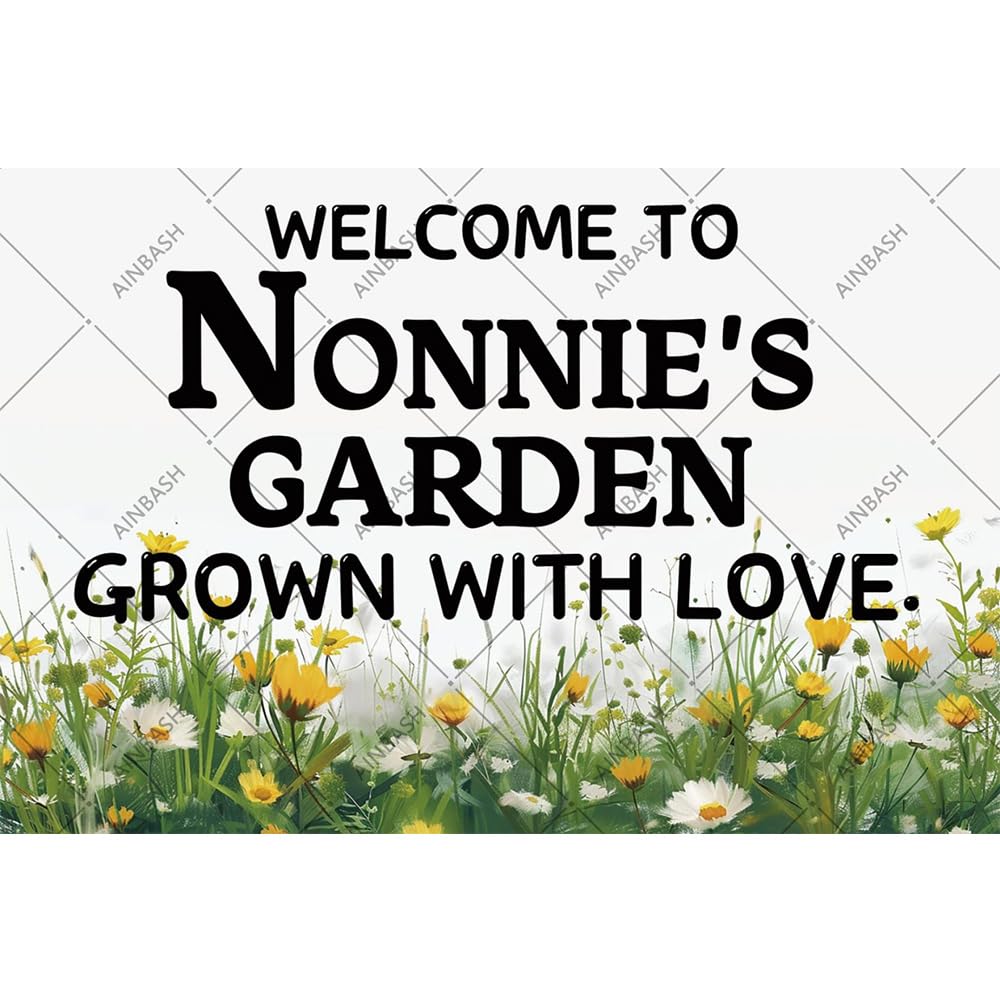 Welcome To Nonnie's Garden Grown With love Tin Sign Poster Flower Decor Plaque for Mother Grandma 8"x12"