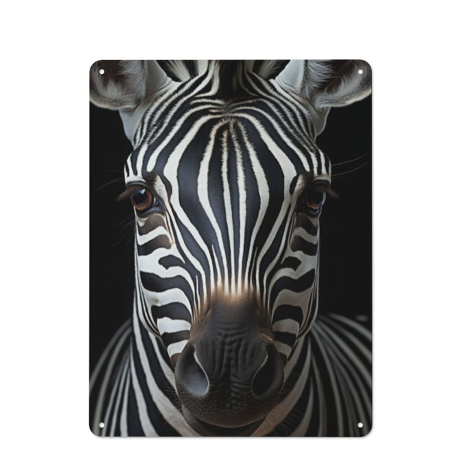 Junmoney Cool Zebra Animal Portrait Retro Tin Sign 40X30cm For Workshop Wall, For Collectors Of Retro Metal Wall Decor