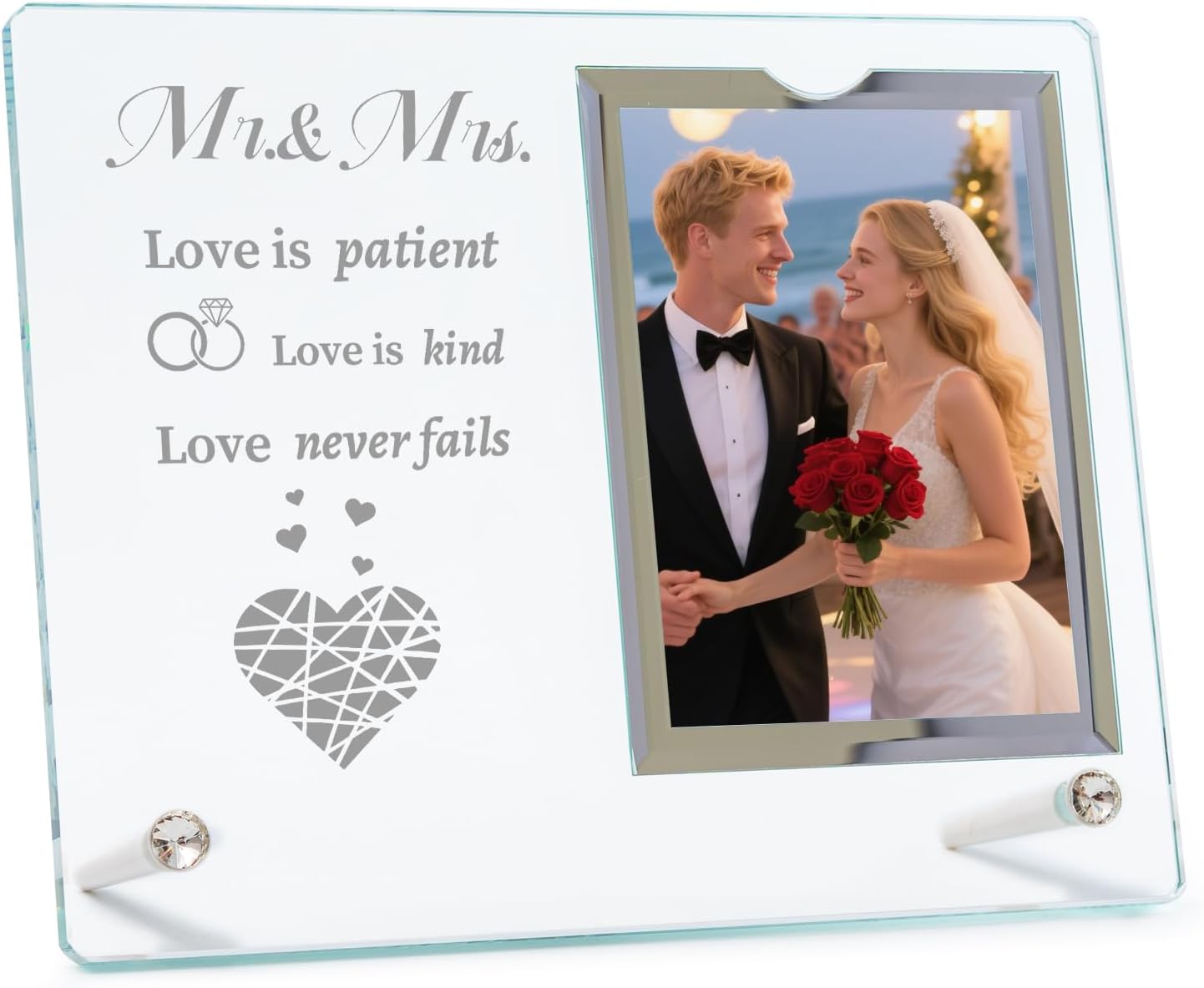 4x6 Wedding Picture Frame Wedding Gifts for Couples, Mr & Mrs Picture Frame Glass Frames Engagement Wedding Photo Frames Gifts for Bride Newlywed
