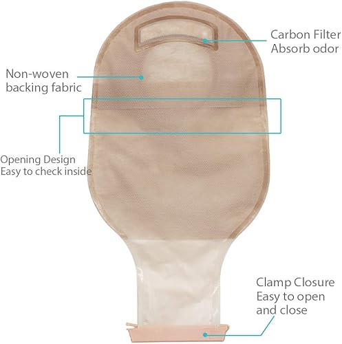 Miniatura 2 de LotFancy Bolsas de colostomía, 10 bolsas drenables de dos piezas con cierre de abrazadera para colonoscopia, ostomía, cuidado del estoma (sin