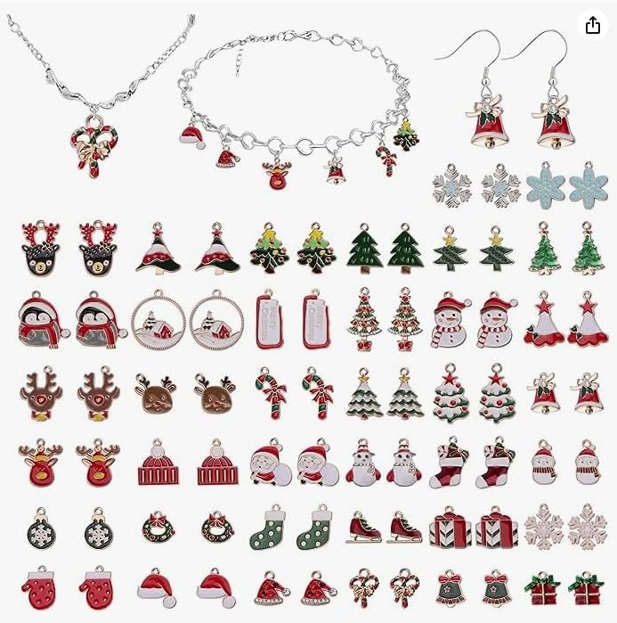 Lote De 76 Charms De Esmalte Navideños - Aleación, Temas De Navidad - Para Joyería DIY, Llaveros, Pulseras