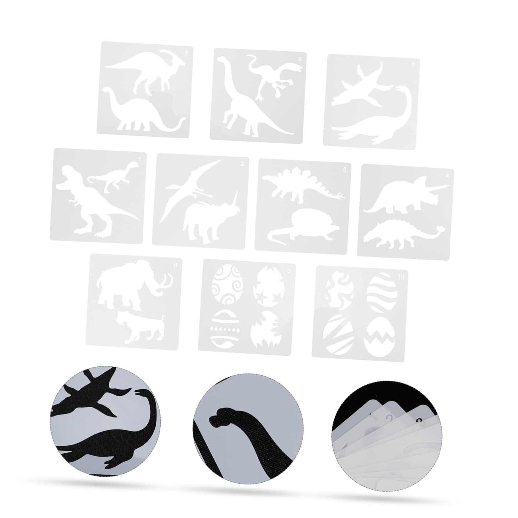 Plantillas de Arte de Dinosaurio para Pintura, 10piezas, Plástico
