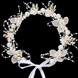 Coroncina Prima Comunione, Fascia per Capelli Damigella, Cerchietto in Nastro, Accessori Prima Comunione, per Matrimoni, Compleanni e Feste (A)