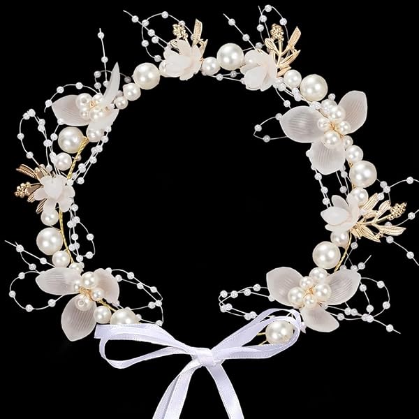 Coroncina Prima Comunione, Fascia per Capelli Damigella, Cerchietto in Nastro, Accessori Prima Comunione, per Matrimoni, Compleanni e Feste (A) - 1