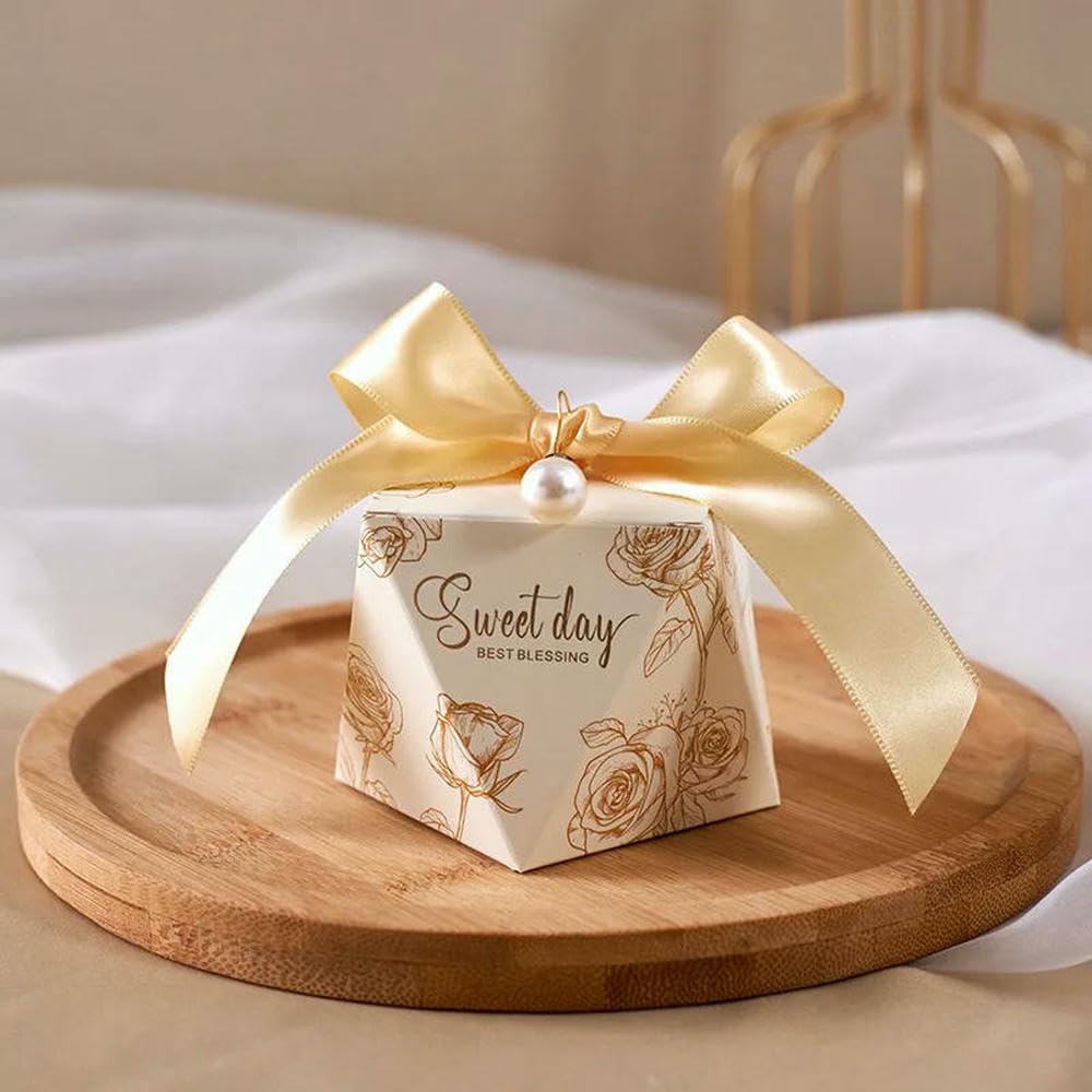 Cajas de Regalo con Forma de Diamante para Dulces, con Cinta de Perlas, para Bodas, Baby Showers, Fiestas, 20, 30 o 50 Unidades