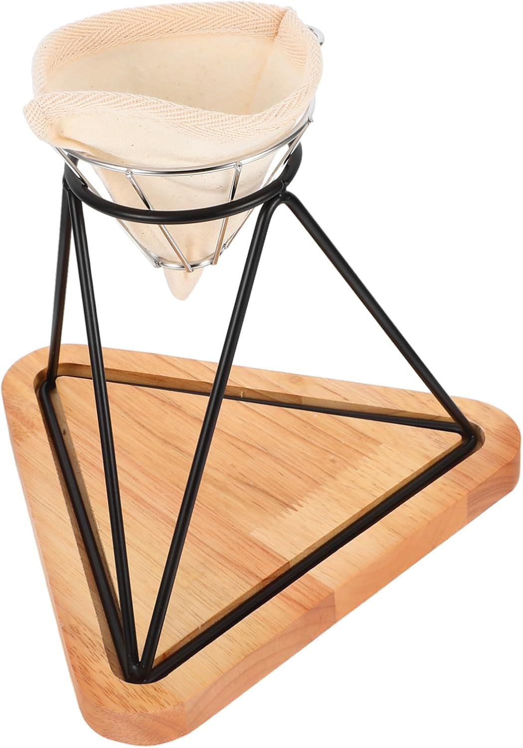 Cabilock Stainless Steel Coffee Filter Holder Stand Set with Reusable Funnel Cloth and Drip Rack for Manual Brewing at Home Office