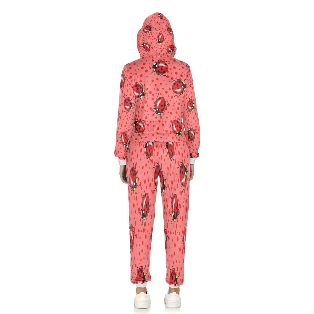 Conjunto deportivo de 2 piezas para mujer, diseño de mariquitas rojas, conjunto deportivo de manga larga, lunares rosados