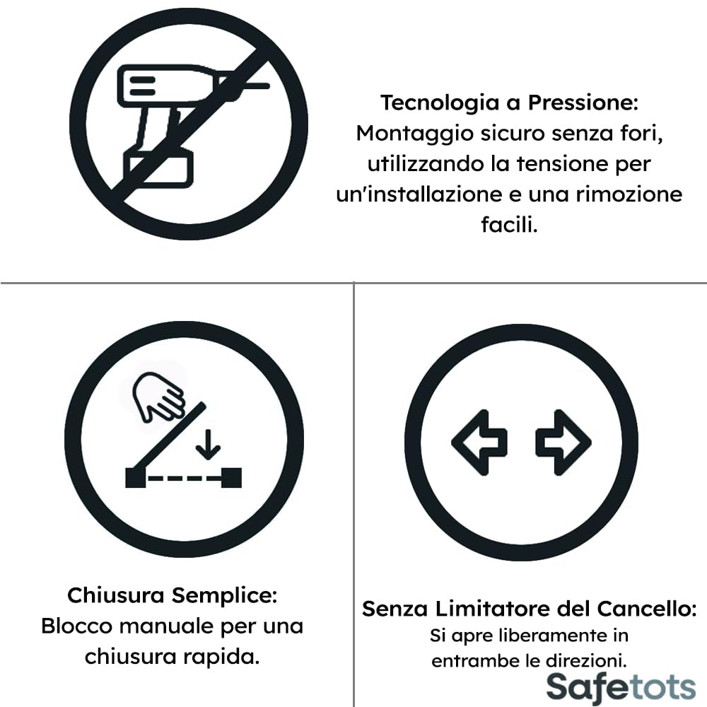 Safetots Elegance Cancello in Legno, Naturalee, 63cm - 71cm, Cancello di Sicurezza a Pressione, Cancello per Bambini per Scale, Corridoi e Porte, Design Elegante e Facile Installazione