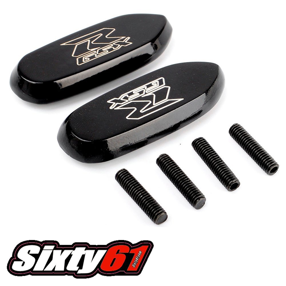 GSXR 1000 Mirror Block Off 2005-2014 2015 2016 Base Plates Black Caps Suzuki