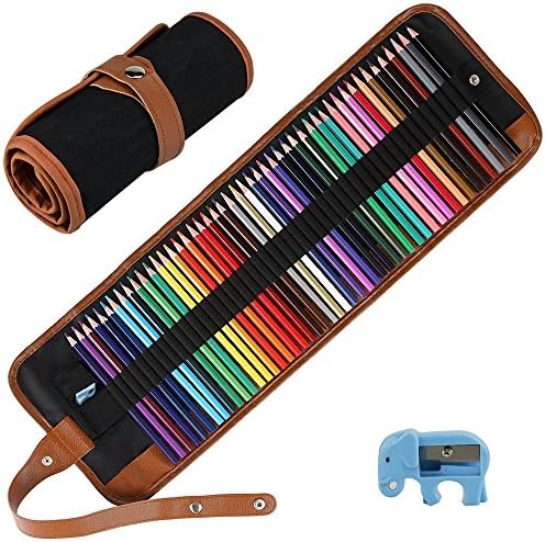 Intsun 50 Colored Pencils Set, Color Pencils Drawing Kit with Portable Roll-Up Canvas Bag Ideal for Adults, Artists, Sketchers & Children (Pouch Bag, Colored Pencils and Sharpener Included)