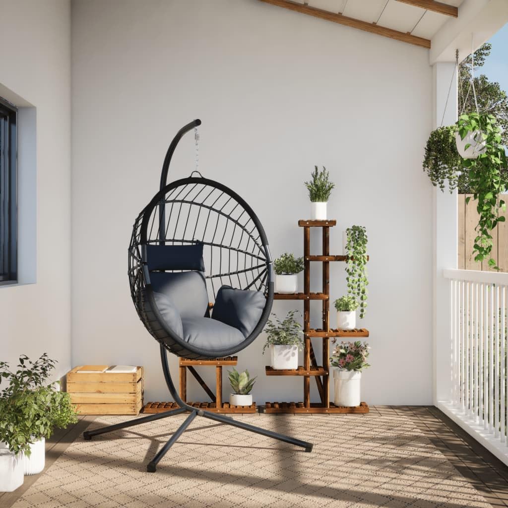 Genérico Silla Colgante Huevo con Soporte ratán y Acero Gris Claro,Casa y jardín,Jardín,Artículos de Exterior,Balancines de jardín,Gris,4007406