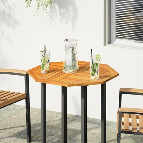 Eleganz Tavolo ottagonale 70 x 70 cm in legno di acacia massiccio con finitura ad olio naturale, durevole ed elegante per soggiorno, cucina o giardino