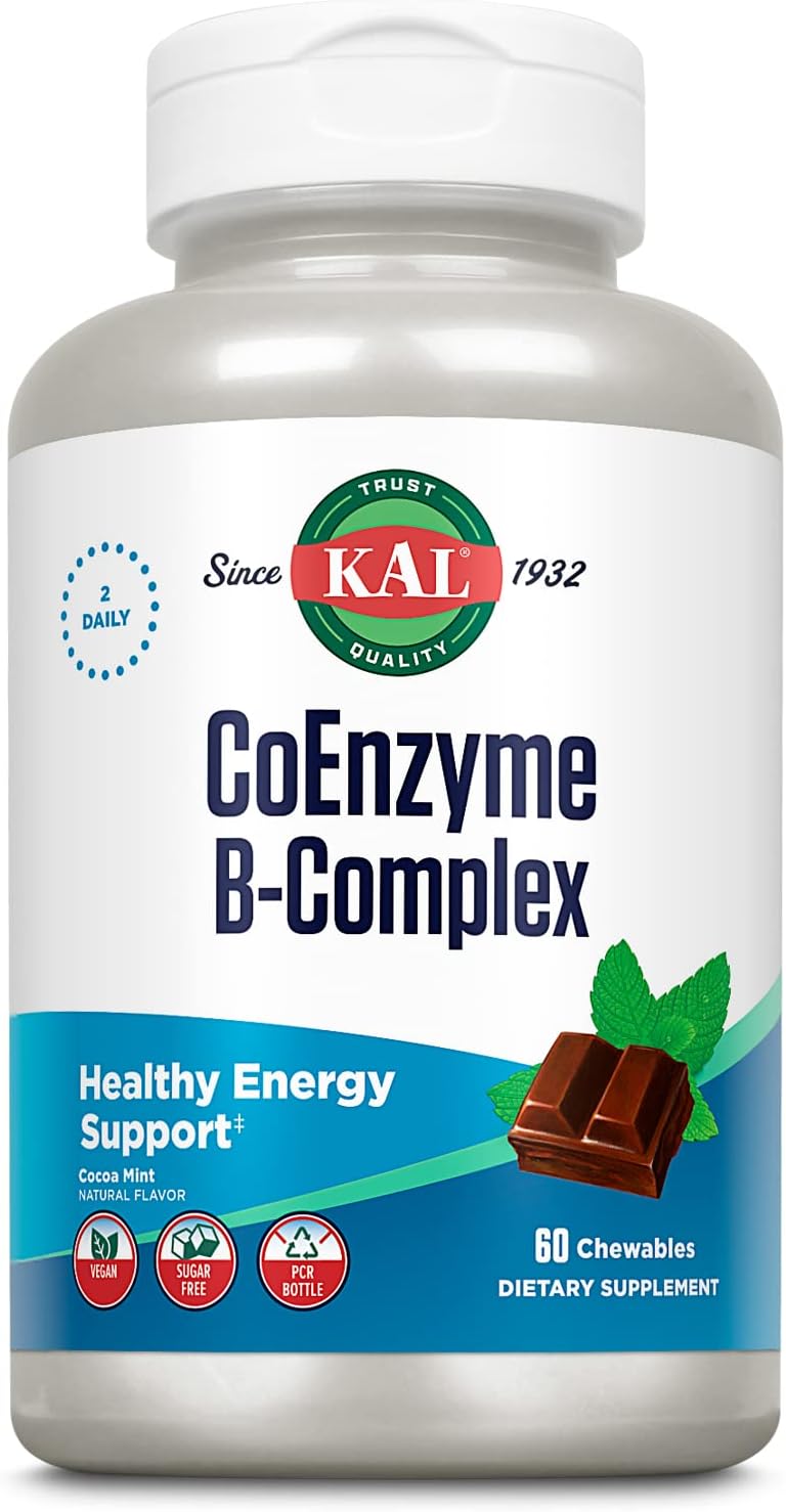KAL B-100 Complex - Sustained Release Vitamin B Complex - Healthy Energy Support with Natural Support Base and Fresh Minty Coating - Vegetarian - 60 Day Guarantee - 120 Servings, 120 Tablets