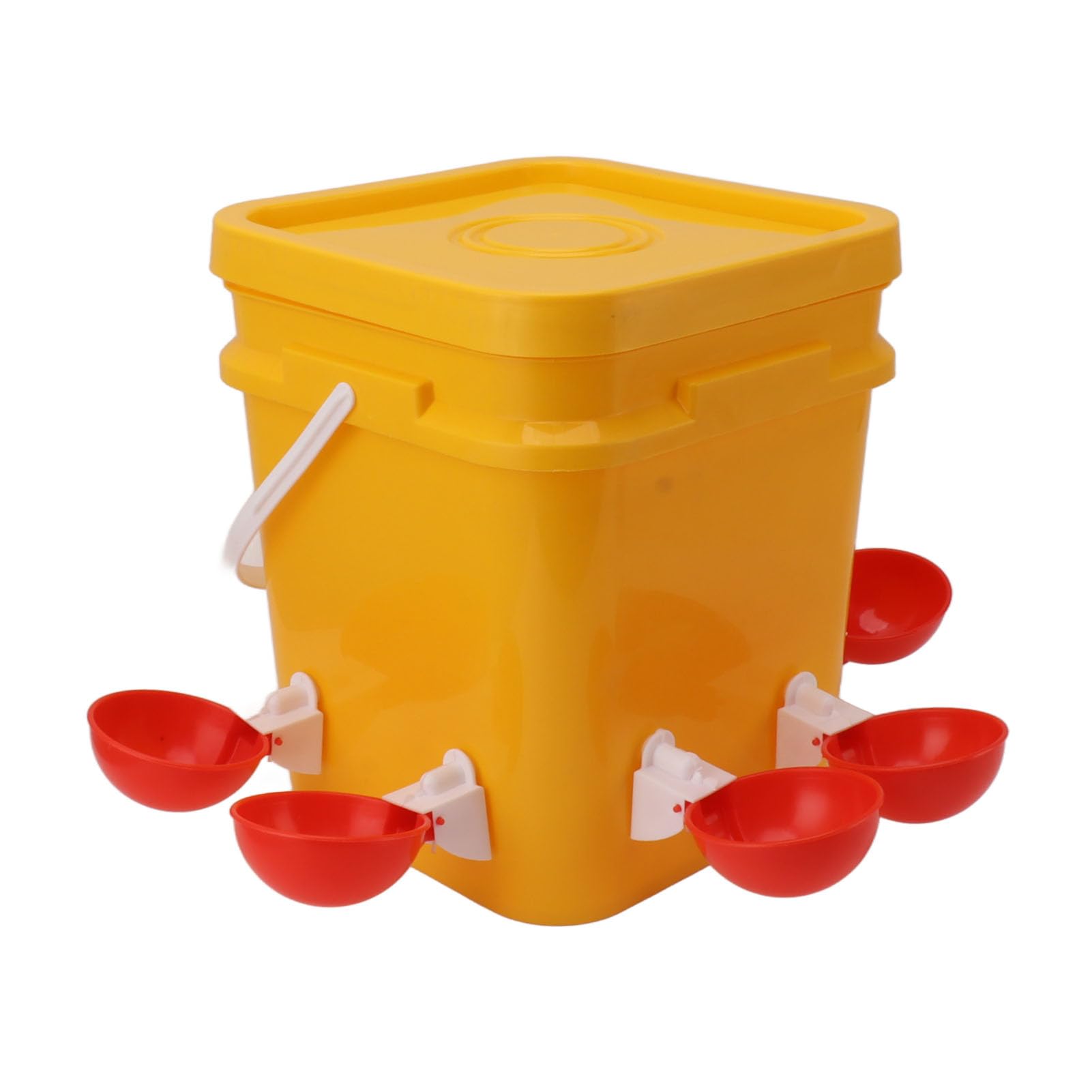 Bebedero Automático para Pollos con Barril de Mano de 12L, Equipo de Bebida de Plástico Duradero para Aves de Corral, Patos, Gansos y Codornices (Cubo + Tazón Rojo Grande + Tornillos Negros)