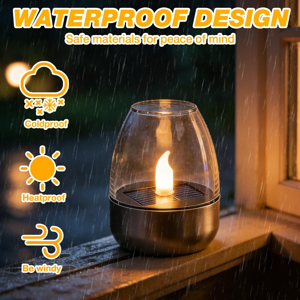 6 Piezas Velas Solares Exterior,Vela Solar Exterior,Velas Led Efecto Llama para Exteriores Resistente A La Intemperie Jardín Terraza Balcón Decoración