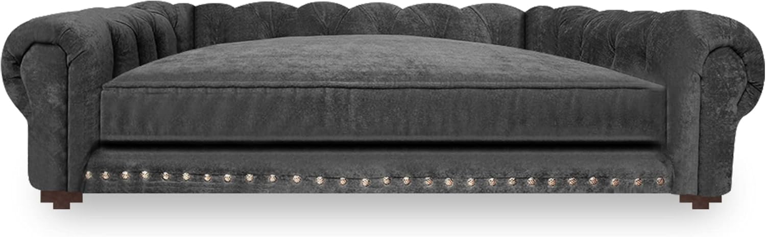 Dog Bed Rocky Grey Oxford Armchair for Pets Minimalist Luxury