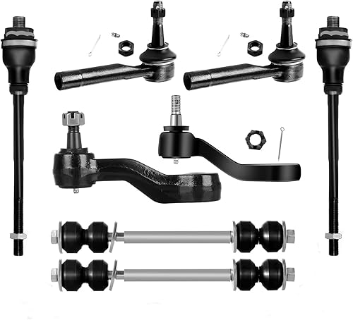 SCITOO - Juego de 8 piezas de suspensión 2 en el interior 2 extremos de la barra de corbata exterior 2 extremos de la barra de boca 1 brazo Pitman 1
