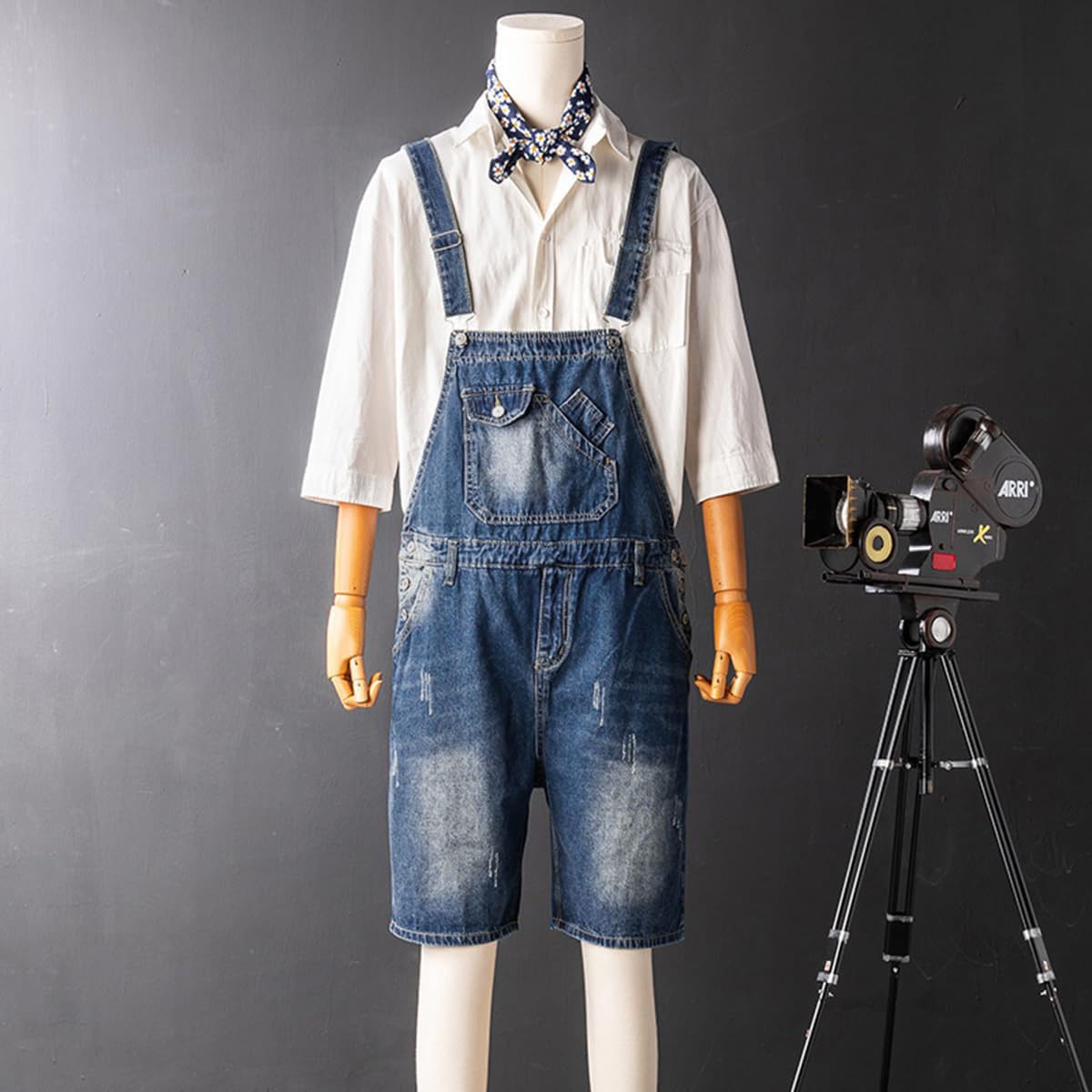 Salopette Corti Uomo Classica Pantaloncini da Lavoro Estivi Jumpsuit Salopette con Tasche Casual Retro Cargo Tuta Overalls Corta Vestibilità Regolare