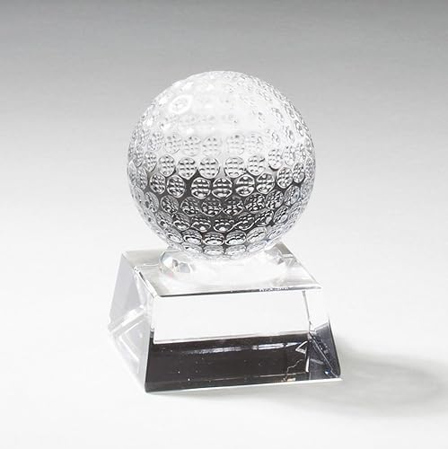 SHOP AWARDS AND GIFTS Premio de pelota de golf de cristal óptico personalizable de 3-1/2 x 2-1/2 en base de cristal, incluye personalización
