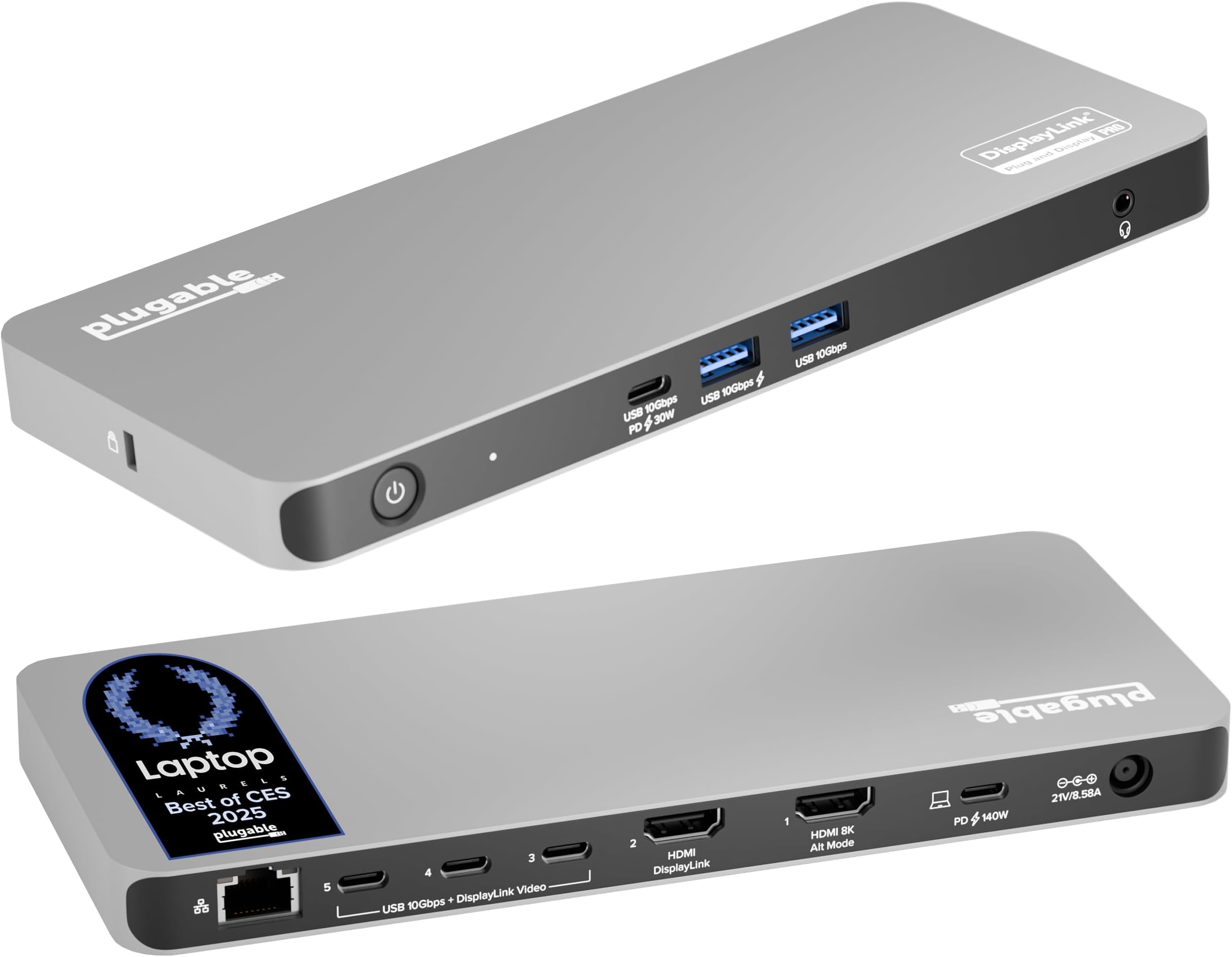USB C Docking Station 5 Monitors, 140W DisplayLink Dock Connects up to Five 4K Displays for MacBook Windows Thunderbolt 4 Laptops, 2X HDMI, 3X USBC 2.5Gbps Ethernet, Driver Required DL7400