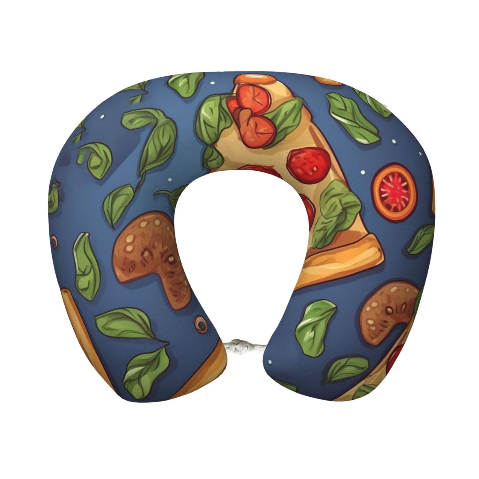 peiyeety Pizza Travel Pillow Memory Foam - Comfortable U Shape Neck Pillows for Sleeping, Neck and Head Support Portable Airplane Pillow Adjustable Flight Pillow, Washable Cover